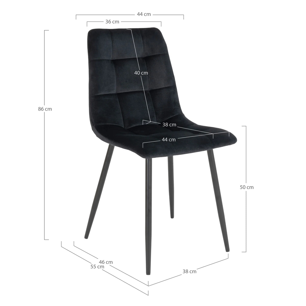 House Nordic, Middelfart Matstol Sammet Svart – set om 2