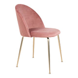 House Nordic, Geneve Matstol Sammet Rosa med Mässingsfärgade Ben – set om 2