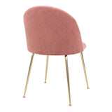 House Nordic, Geneve Matstol Sammet Rosa med Mässingsfärgade Ben – set om 2