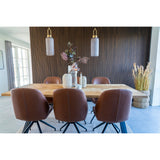 House Nordic, Monte Carlo Snurrbar Matstol PU-läder Vintagebrun med Svarta Ben – set om 2
