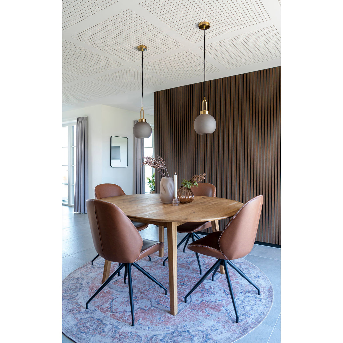 House Nordic, Monte Carlo Snurrbar Matstol PU-läder Vintagebrun med Svarta Ben – set om 2