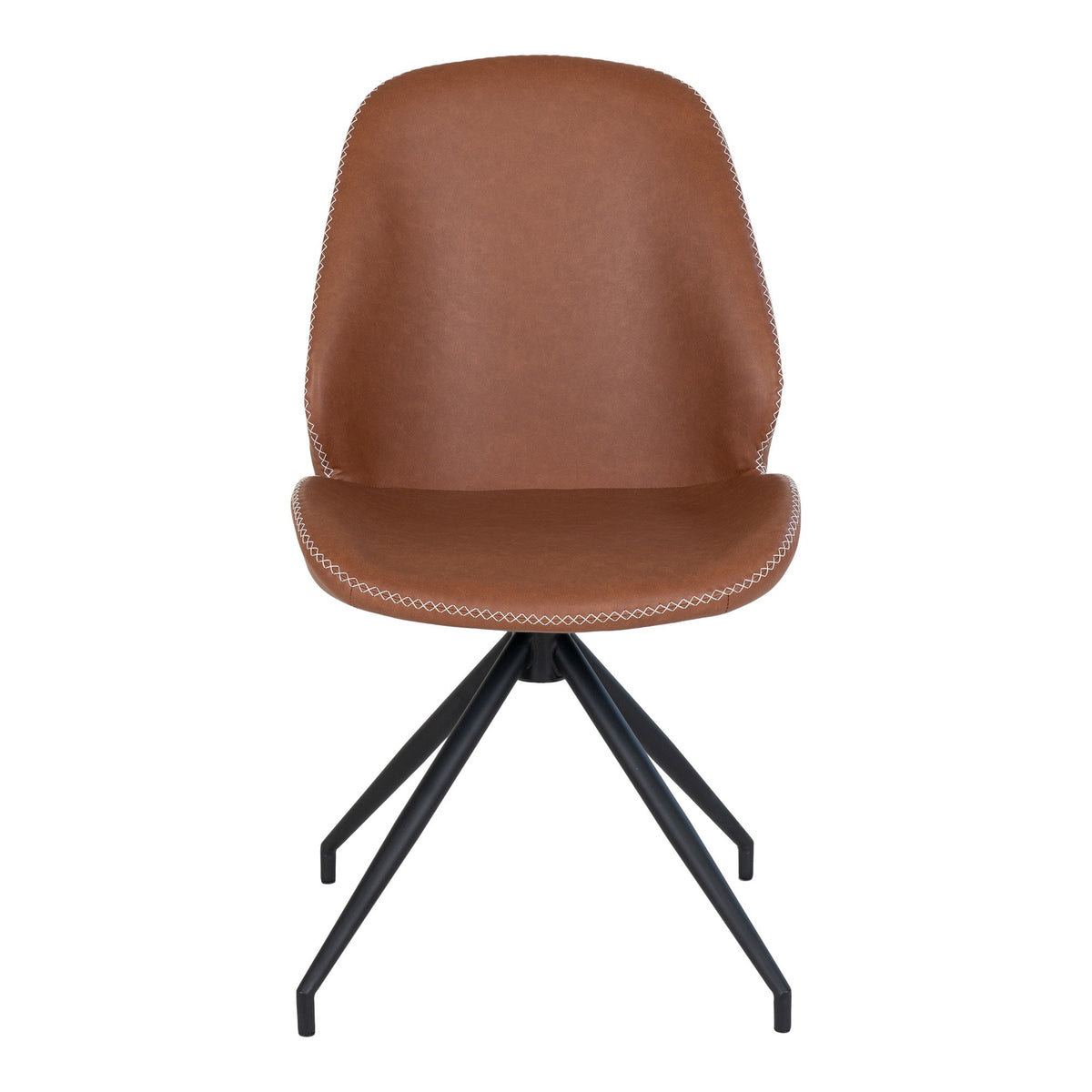 House Nordic, Monte Carlo Snurrbar Matstol PU-läder Vintagebrun med Svarta Ben – set om 2