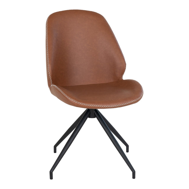 House Nordic, Monte Carlo Snurrbar Matstol PU-läder Vintagebrun med Svarta Ben – set om 2