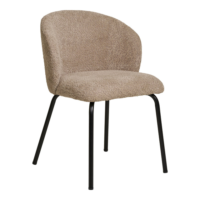 House Nordic, Safira Matstol Bouclé Beige med Svarta Ben – set om 2