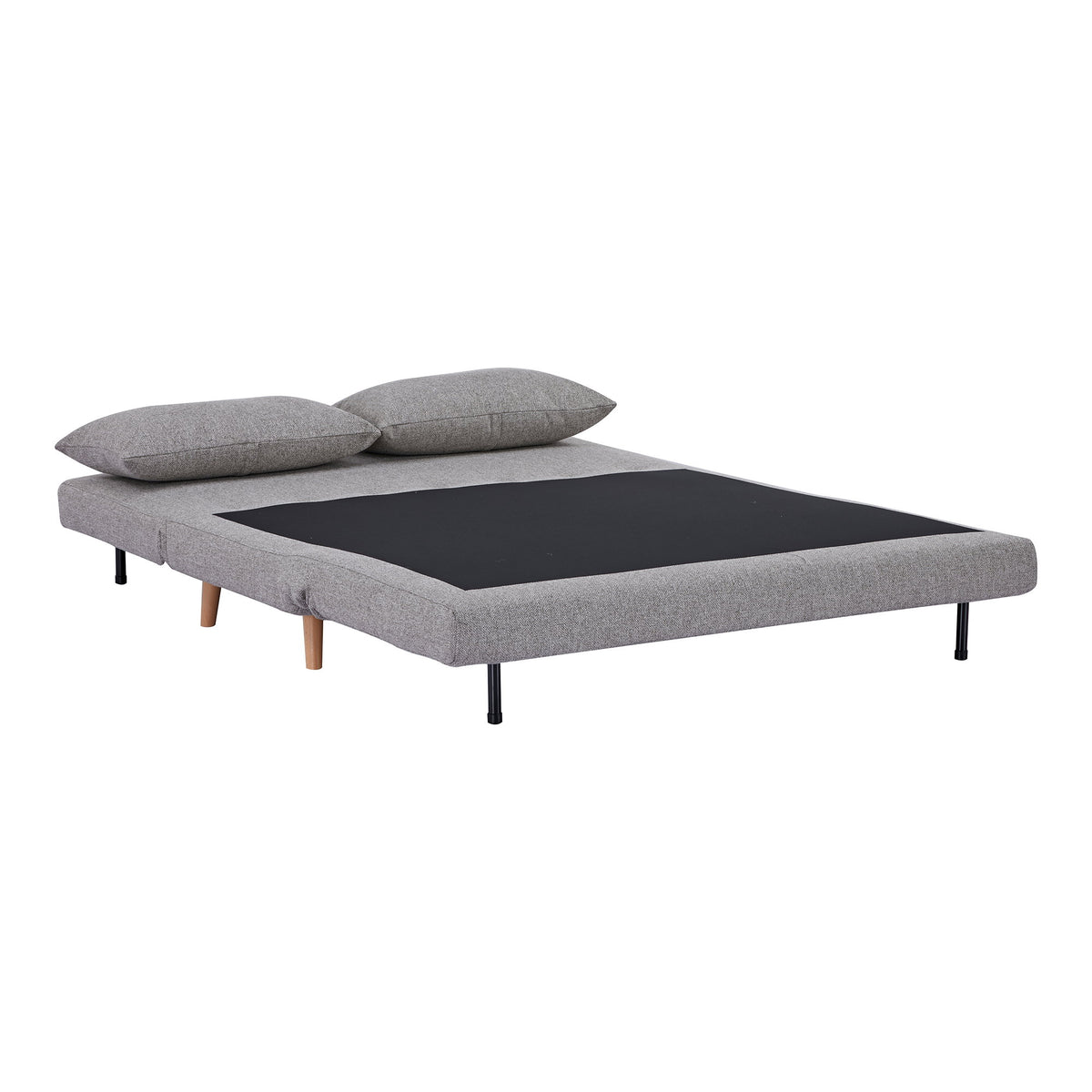 House Nordic, Marlow 2-sits Bäddsoffa Grå med Naturfärgade Ben