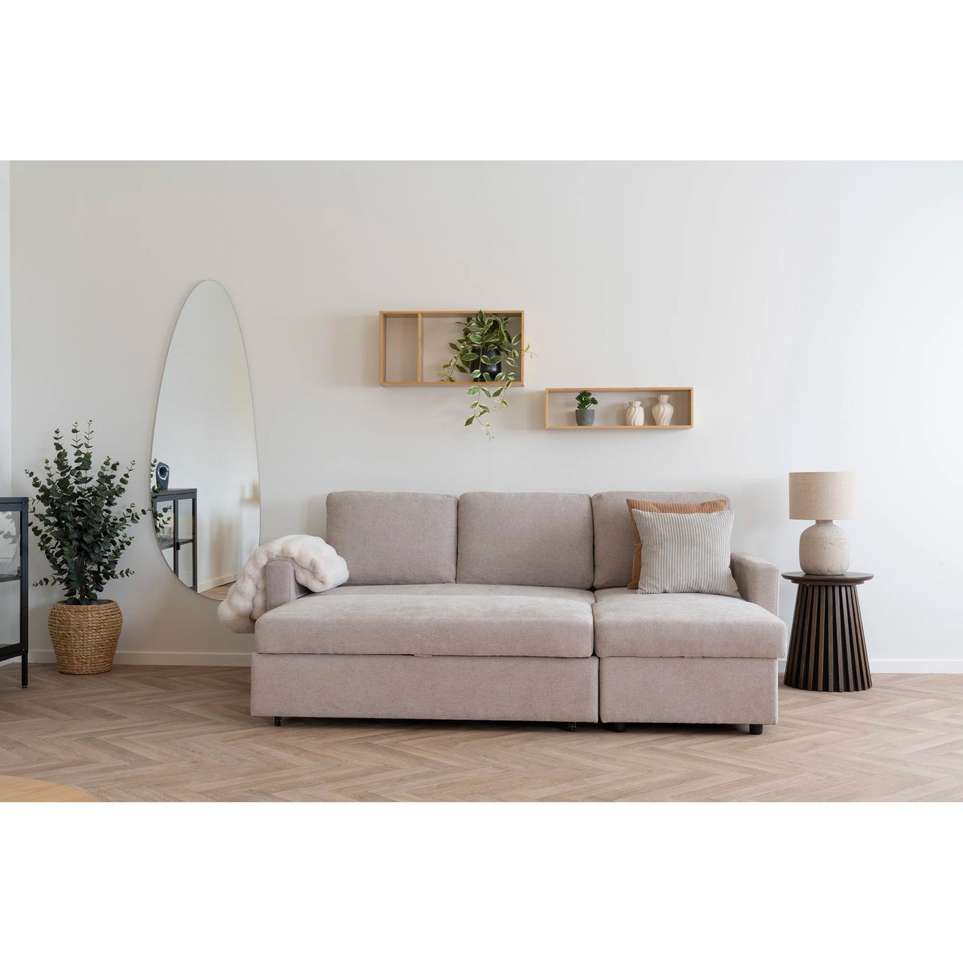 House Nordic, Belfast Bäddsoffa med Schäslong Mörk Sand