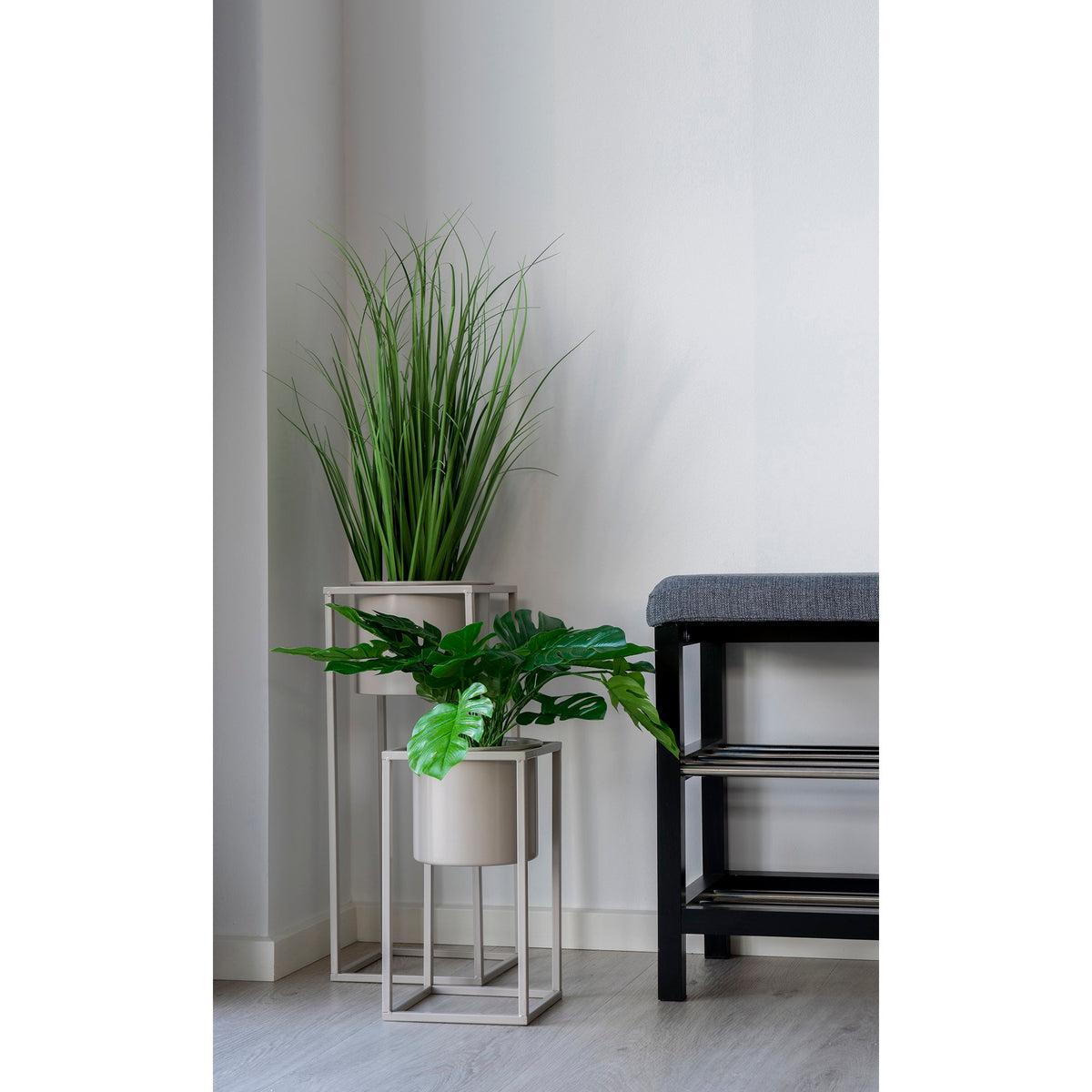 House Nordic, Padova Bänk med Dyna och Hyllor Grå 100 cm