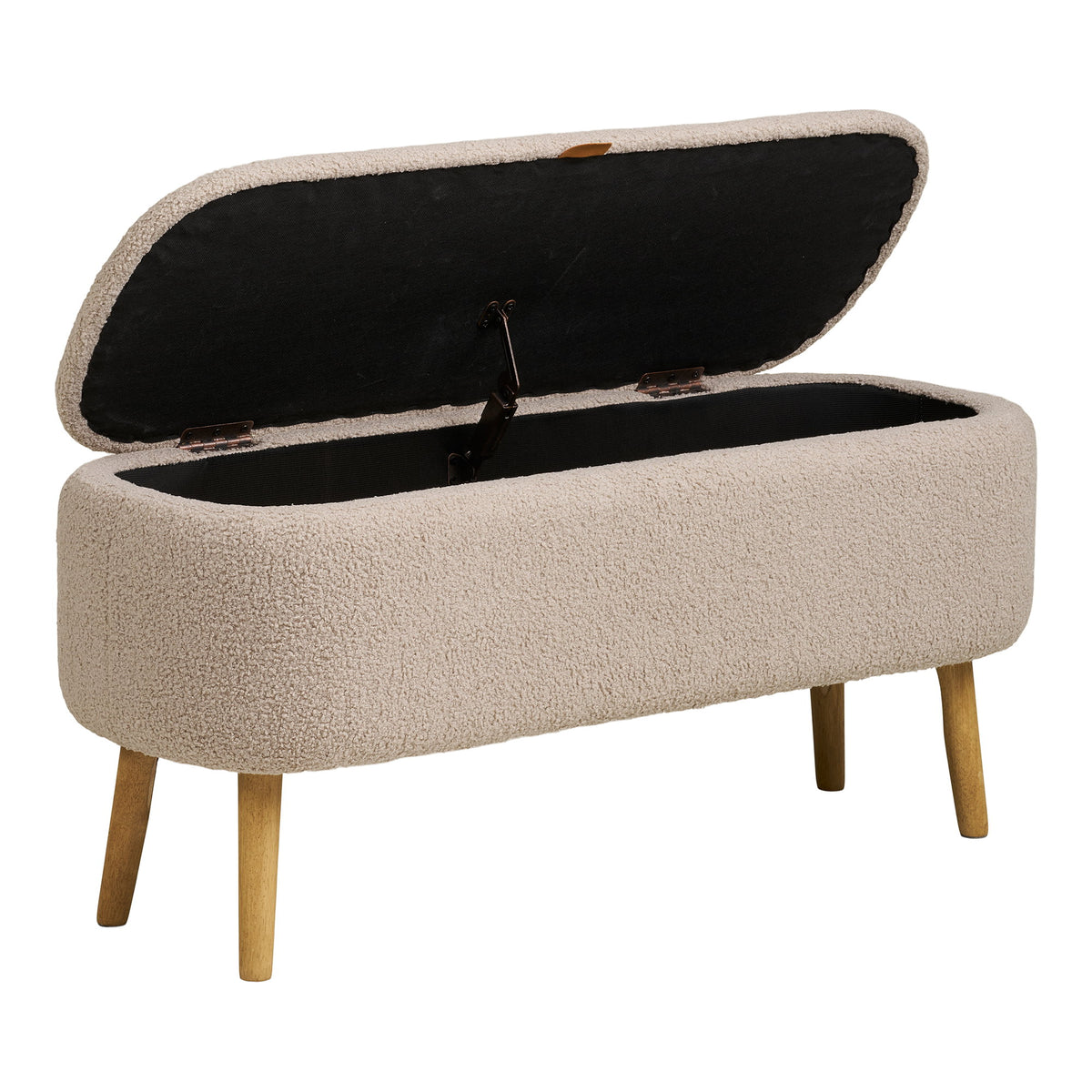 House Nordic, Harlow Bänk med Förvaring Bouclé Beige 95 cm