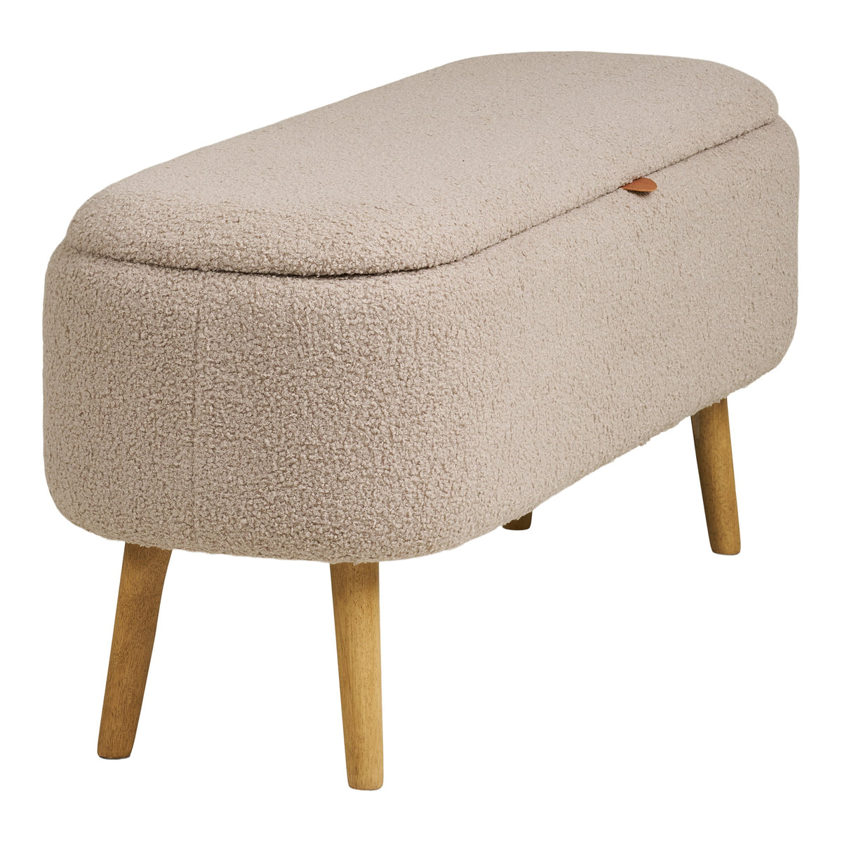 House Nordic, Harlow Bänk med Förvaring Bouclé Beige 95 cm