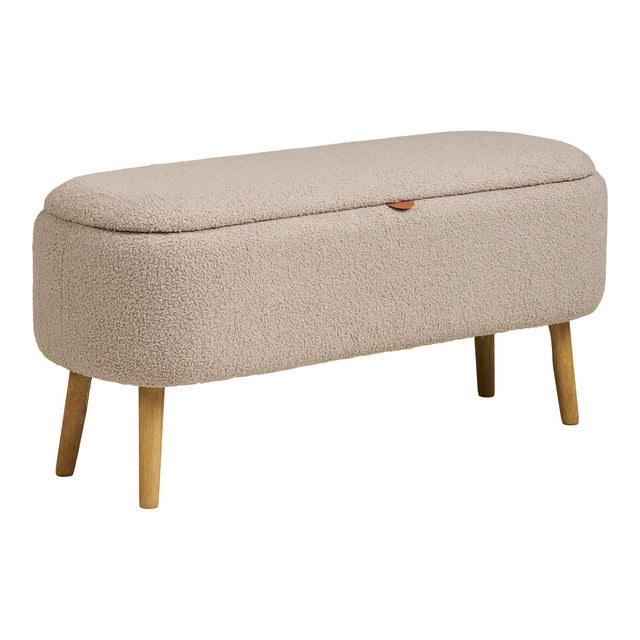 House Nordic, Harlow Bänk med Förvaring Bouclé Beige 95 cm