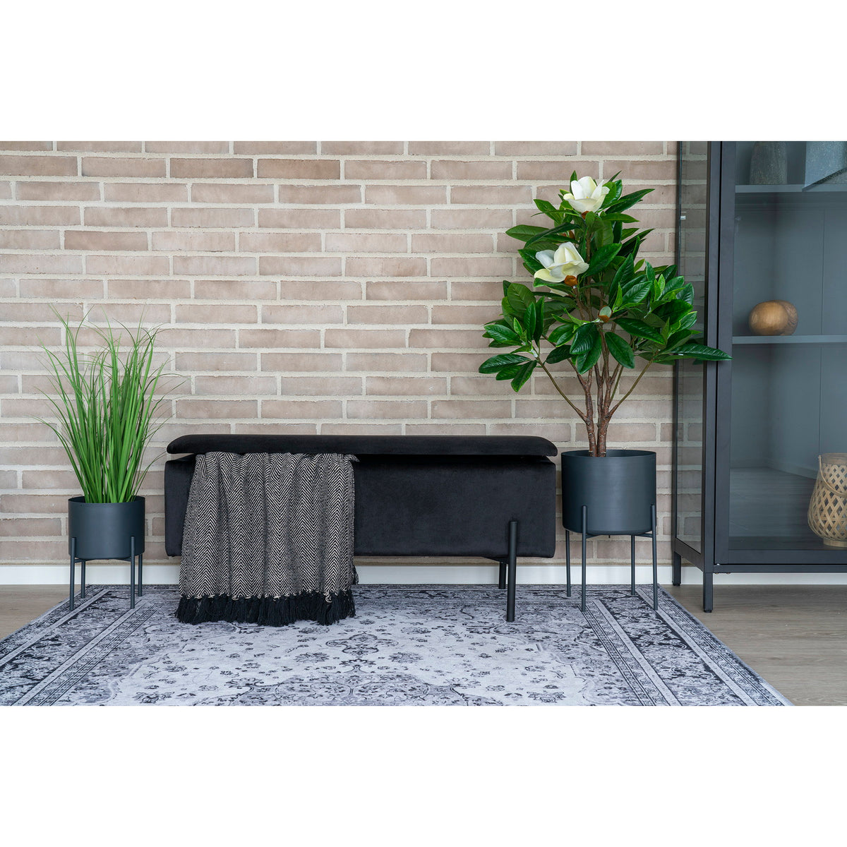 House Nordic, Watford Bänk med Förvaring Sammet Svart 95 cm
