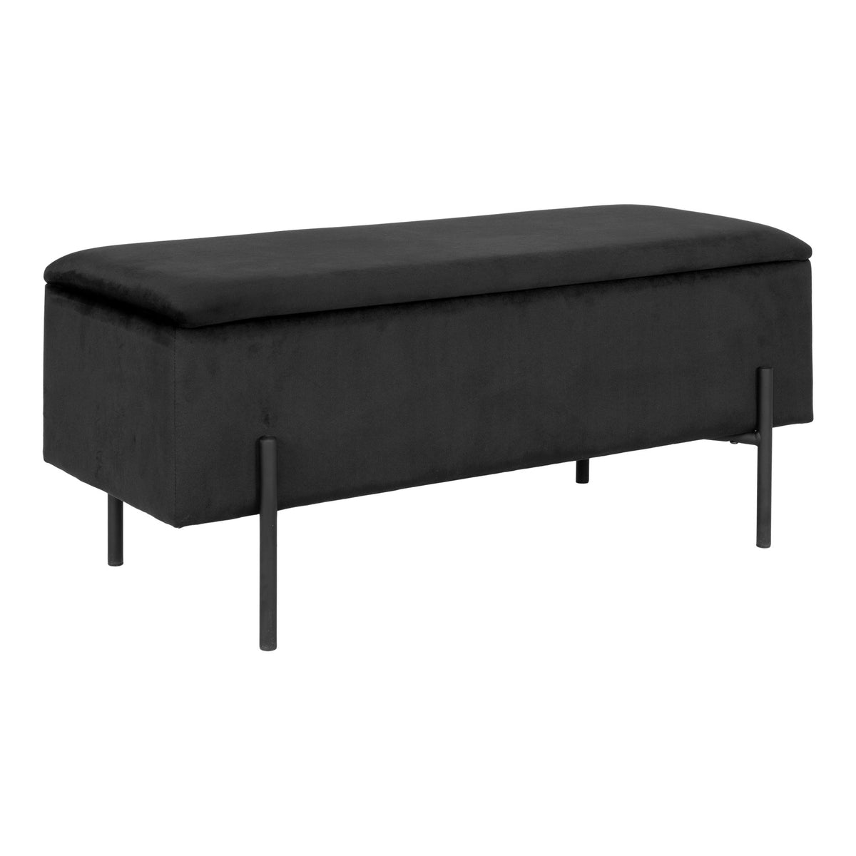 House Nordic, Watford Bänk med Förvaring Sammet Svart 95 cm
