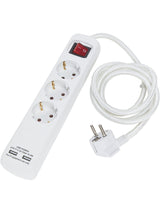 Grenuttag 3:a M USB – Vit/white 1.4m 5 cm