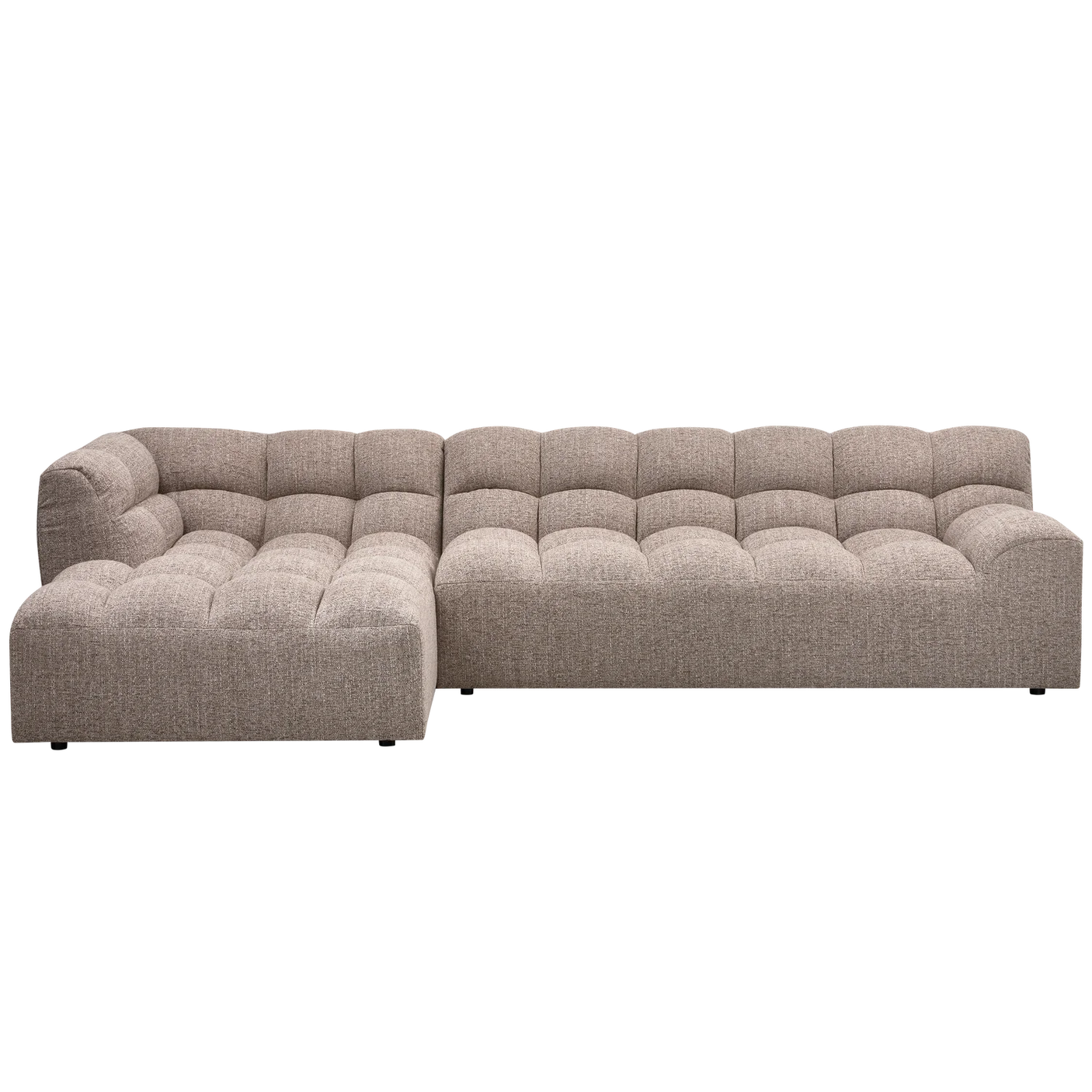 WOOOD, Allure schäslongsoffa vänster vävd brun melange