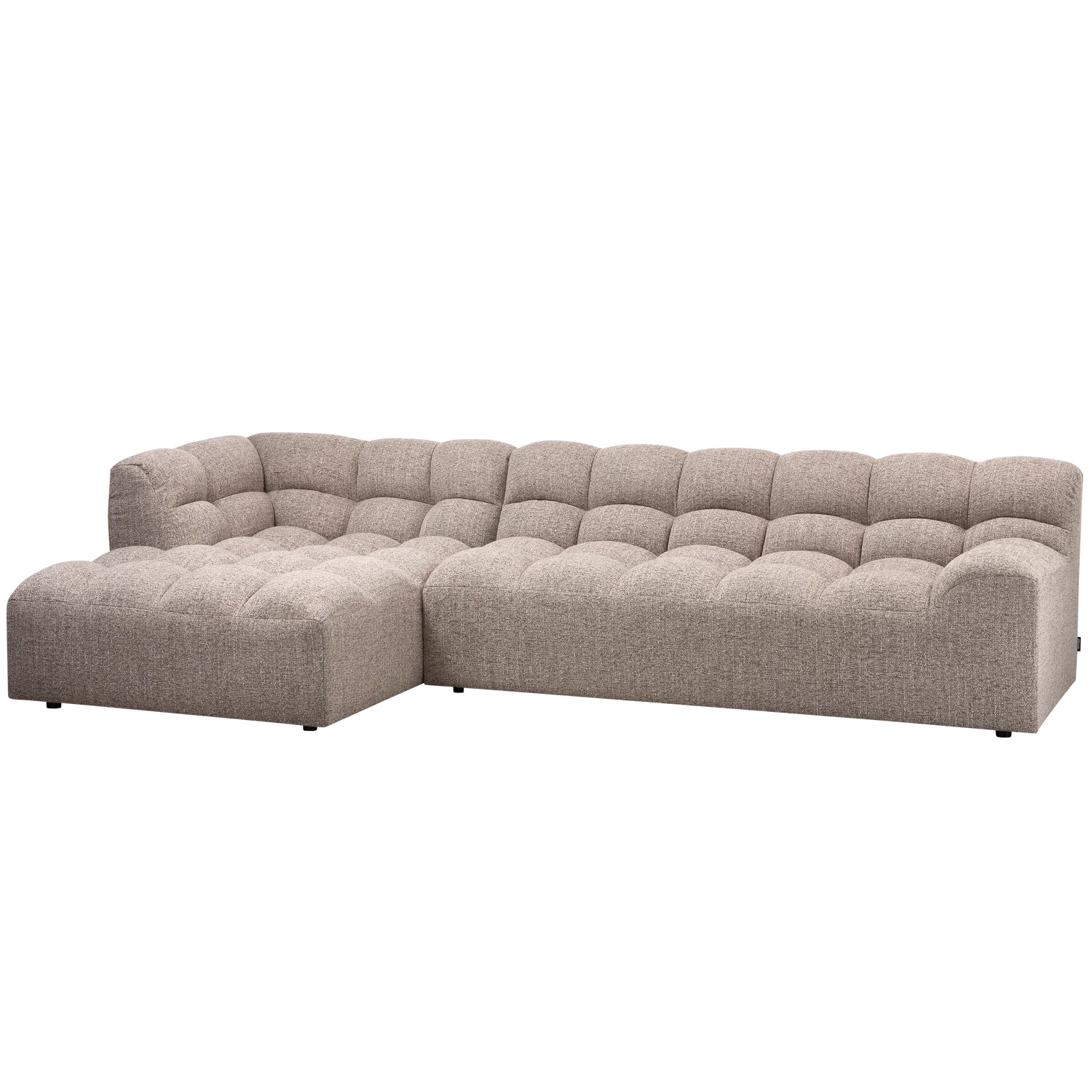 WOOOD, Allure schäslongsoffa vänster vävd brun melange