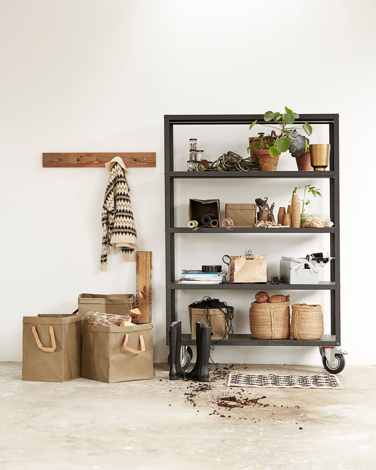 Reol med 4 hjul, HDTrolley, Mattsvart