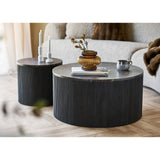 House Nordic, Rota Runt Soffbord Marmorlook Mörkbrun Ø80 cm
