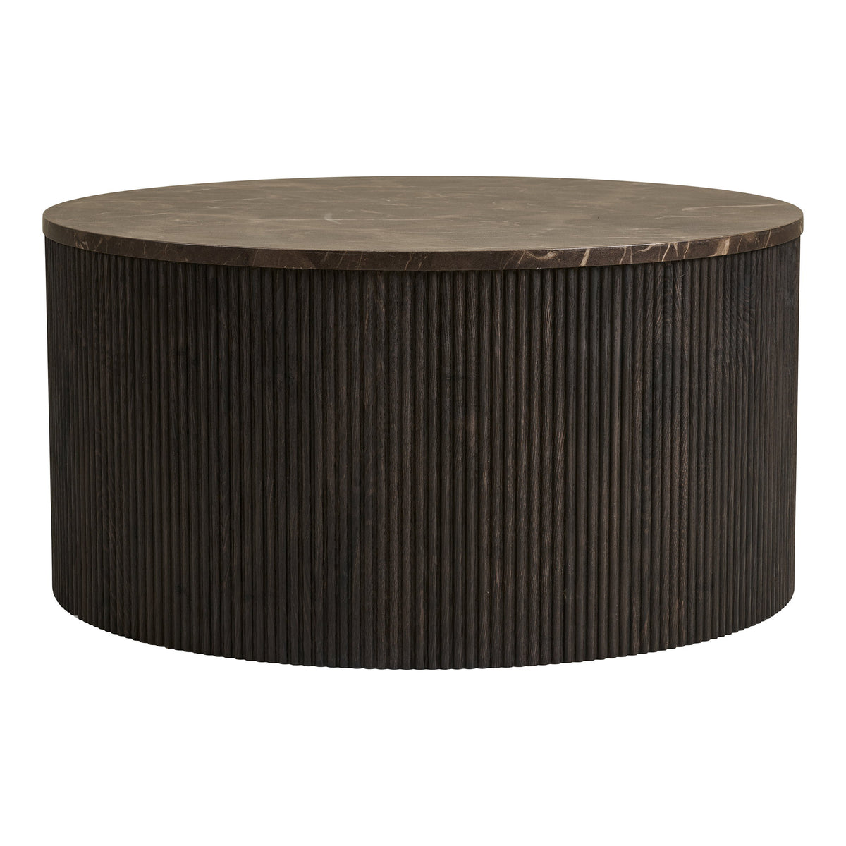 House Nordic, Rota Runt Soffbord Marmorlook Mörkbrun Ø80 cm