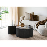House Nordic, Rota Runt Soffbord Marmorlook Mörkbrun Ø80 cm