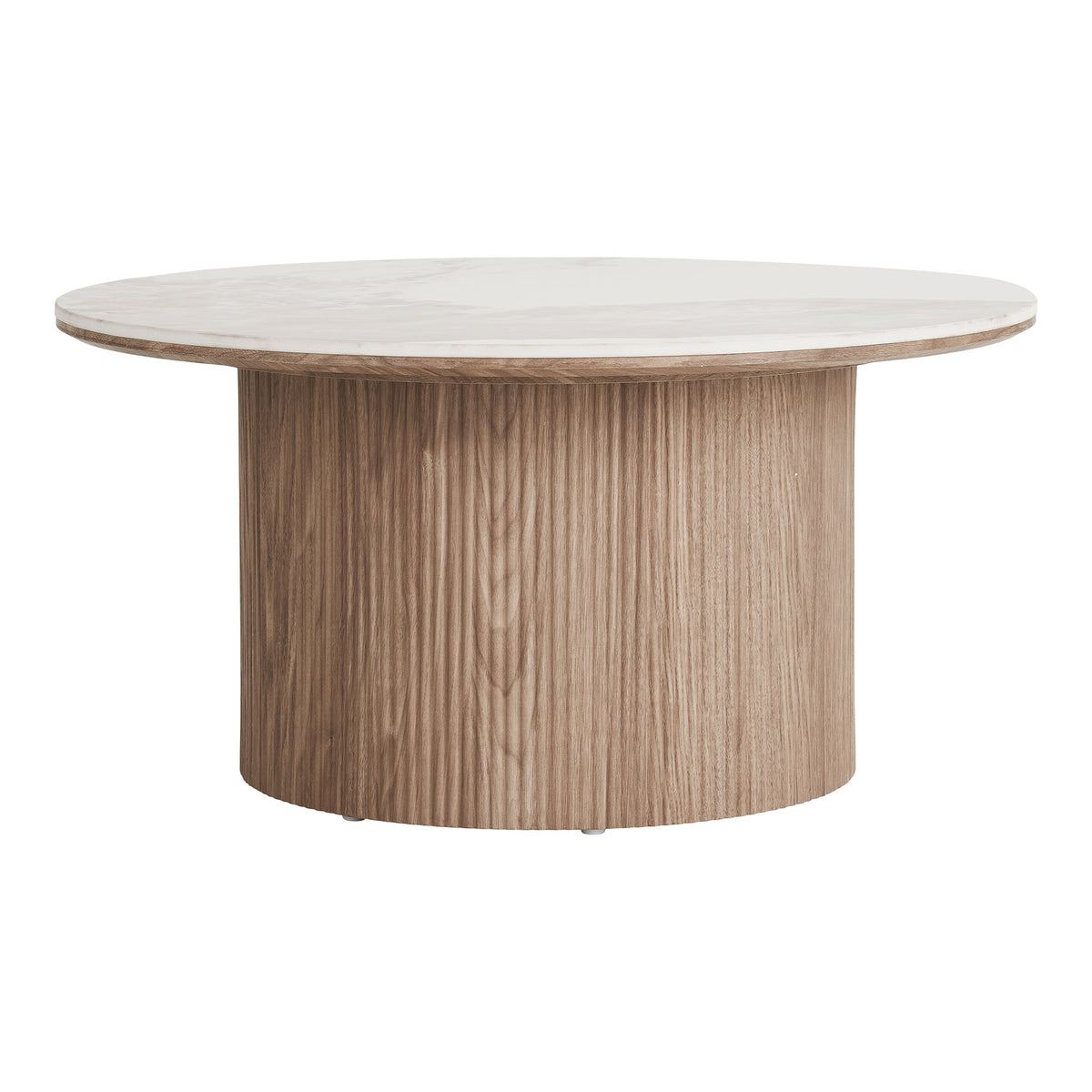 House Nordic, Athens Runt Soffbord Keramik Vit / Brun Ø80 cm