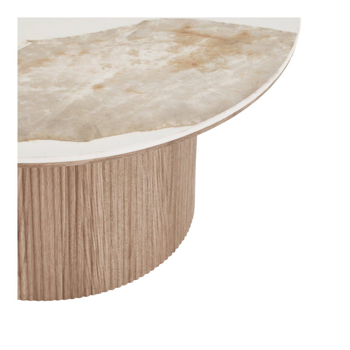 House Nordic, Athens Runt Soffbord Keramik Vit / Brun Ø80 cm