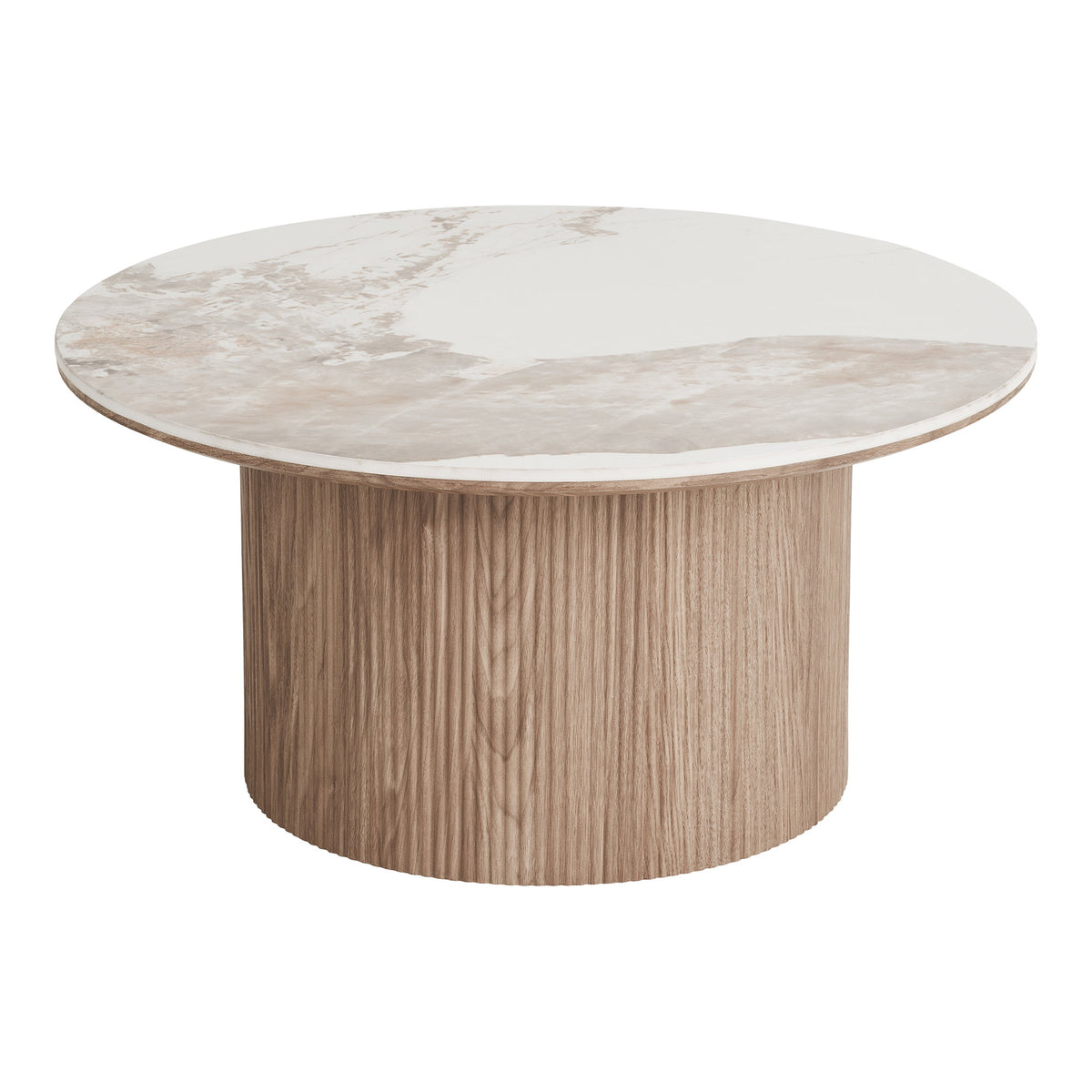 House Nordic, Athens Runt Soffbord Keramik Vit / Brun Ø80 cm
