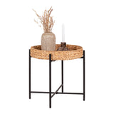 House Nordic, Naro Sidobord Vattenhyacint / Metall Svart / Natur Ø50 cm