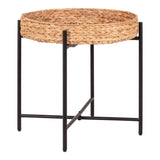 House Nordic, Naro Sidobord Vattenhyacint / Metall Svart / Natur Ø50 cm