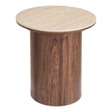 House Nordic, Delphi Sidobord Keramik Travertin / Mörkbrun Ø45 cm