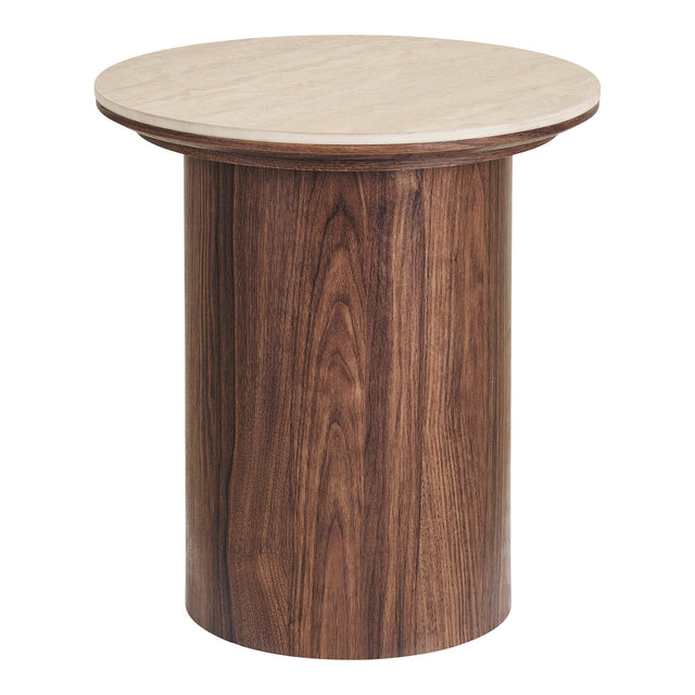 House Nordic, Delphi Sidobord Keramik Travertin / Mörkbrun Ø45 cm
