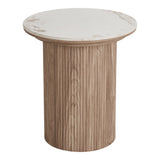 House Nordic, Athens Sidobord Keramik Vit / Brun Ø45 cm