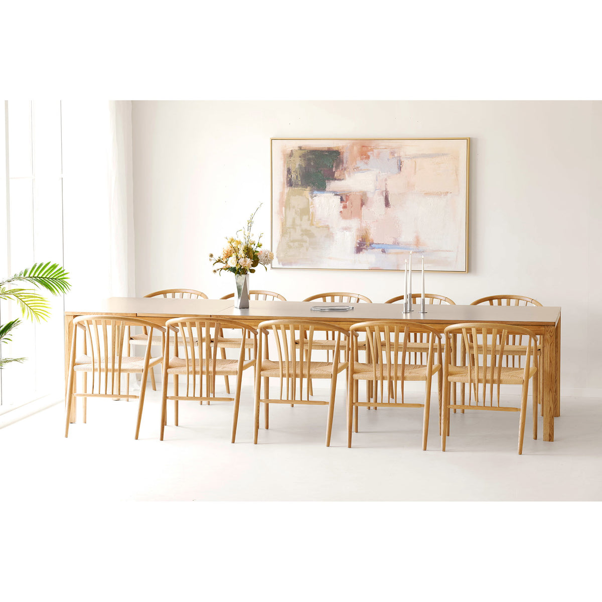House Nordic, Bowen Utdragbart Matbord Ek/HPL Natur/Mörk Sand 220–320 cm