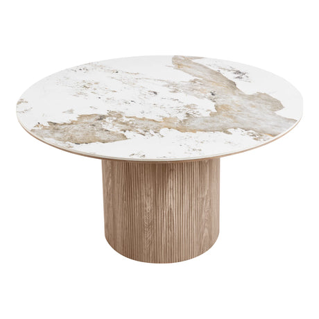 House Nordic, Athens Runt Matbord Vit/Brun Ø140 cm