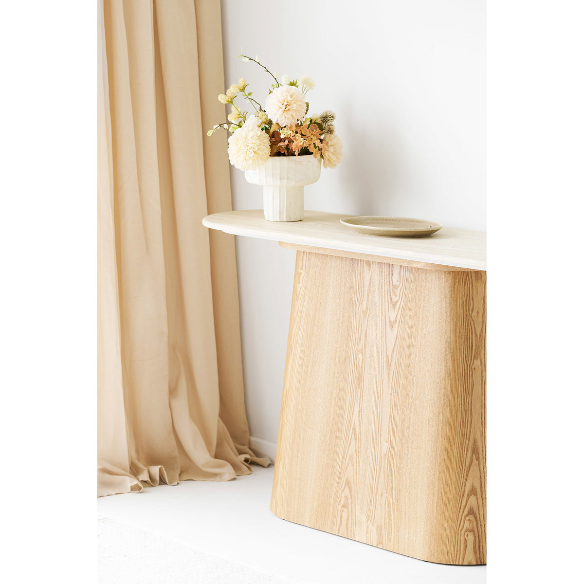 House Nordic, Larvik Konsolbord Marmorlook/Ask Natur/Offwhite 130 cm