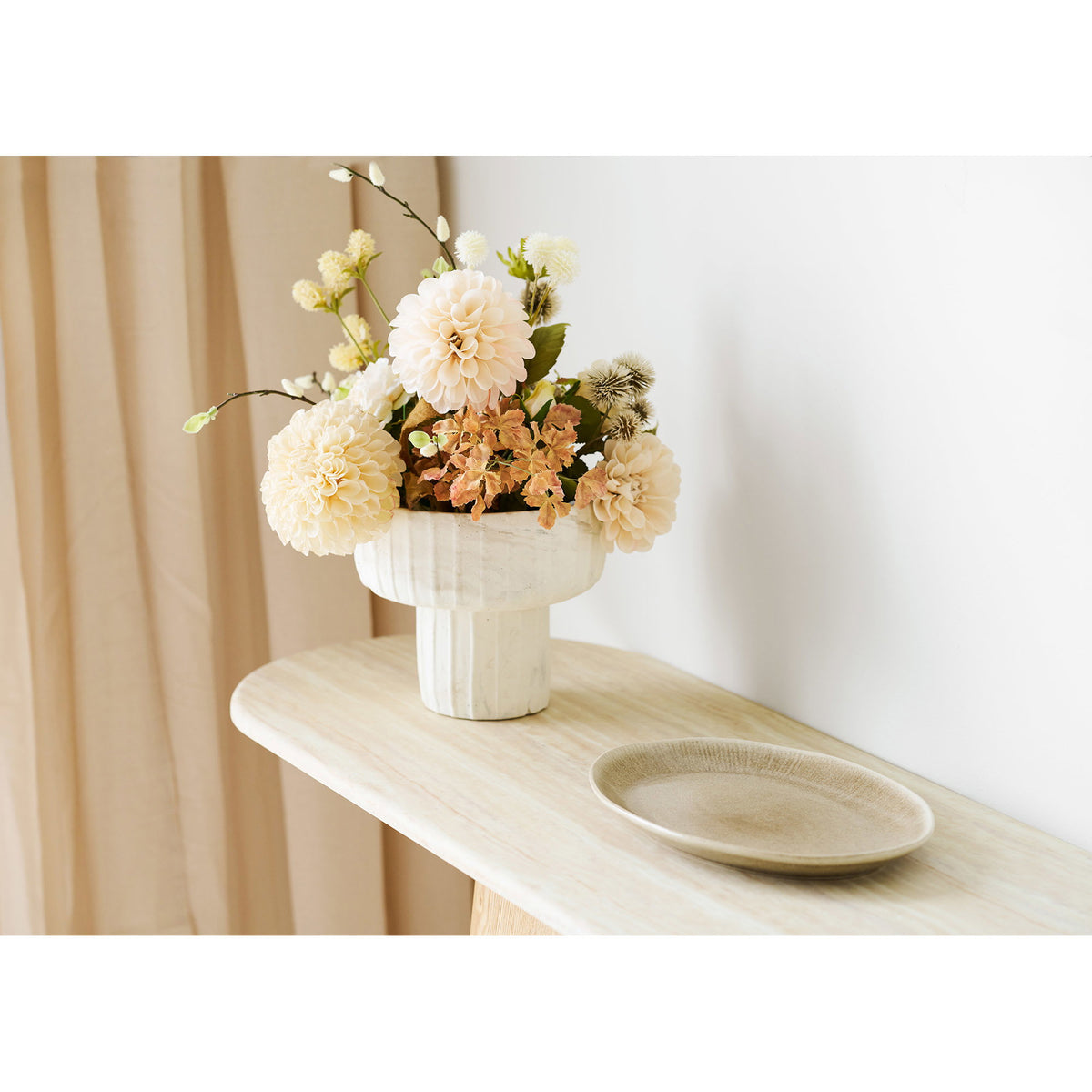 House Nordic, Larvik Konsolbord Marmorlook/Ask Natur/Offwhite 130 cm