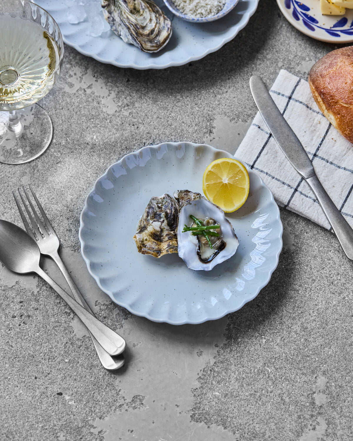 Lunch/tårta tallrik, HDScallop, Ljusblå