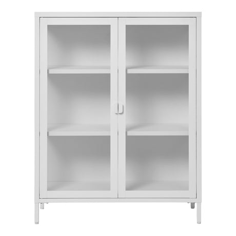 House Nordic, Brisbane Vitrinskåp Stål Vit 2 Glasdörrar 101 cm