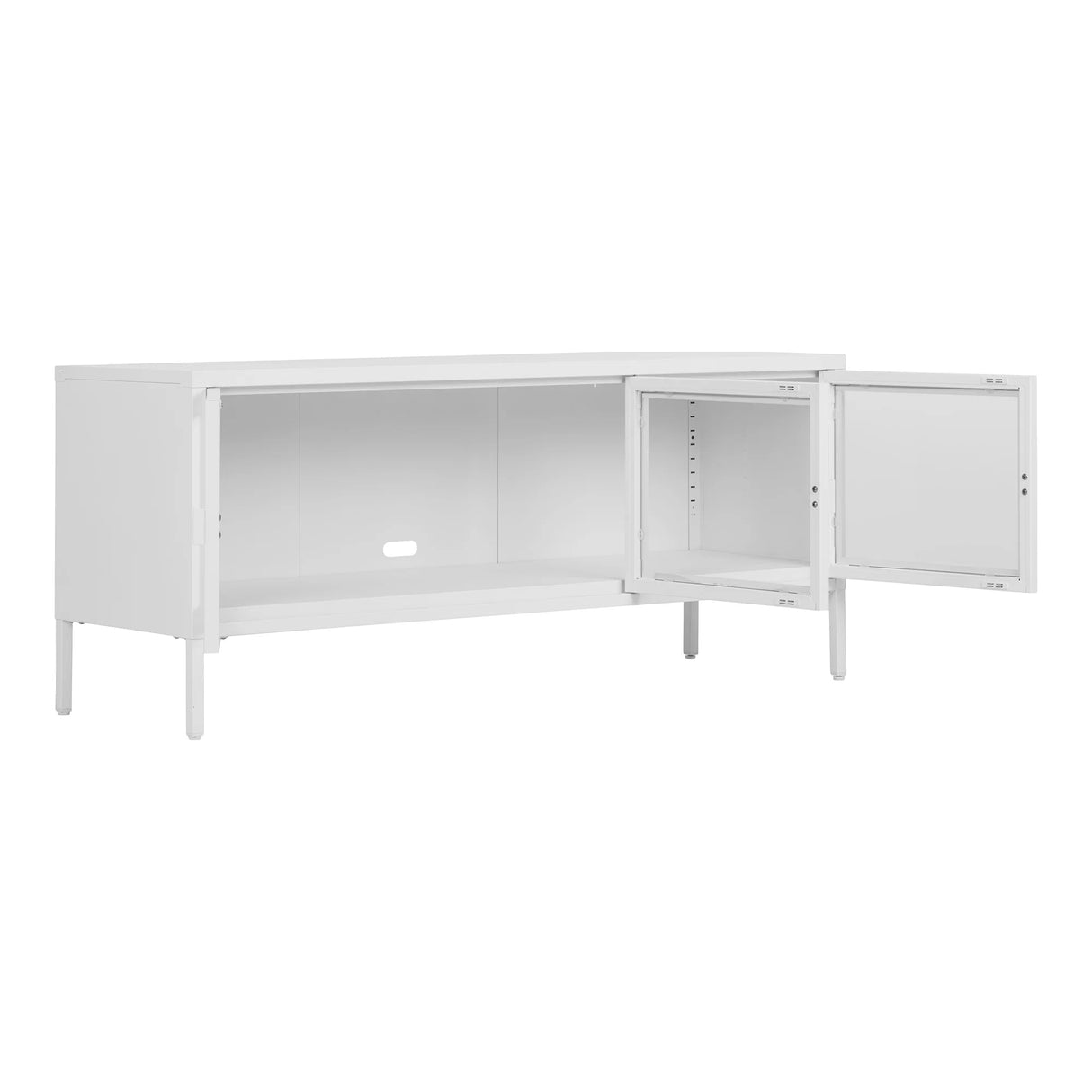 House Nordic, Brisbane TV-bänk 130 cm med 3 Glasdörrar – Vit