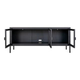 House Nordic, Brisbane TV-bänk 130 cm med 3 Glasdörrar – Svart