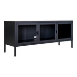 House Nordic, Brisbane TV-bänk 130 cm med 3 Glasdörrar – Svart