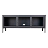 House Nordic, Brisbane TV-bänk 130 cm med 3 Glasdörrar – Svart