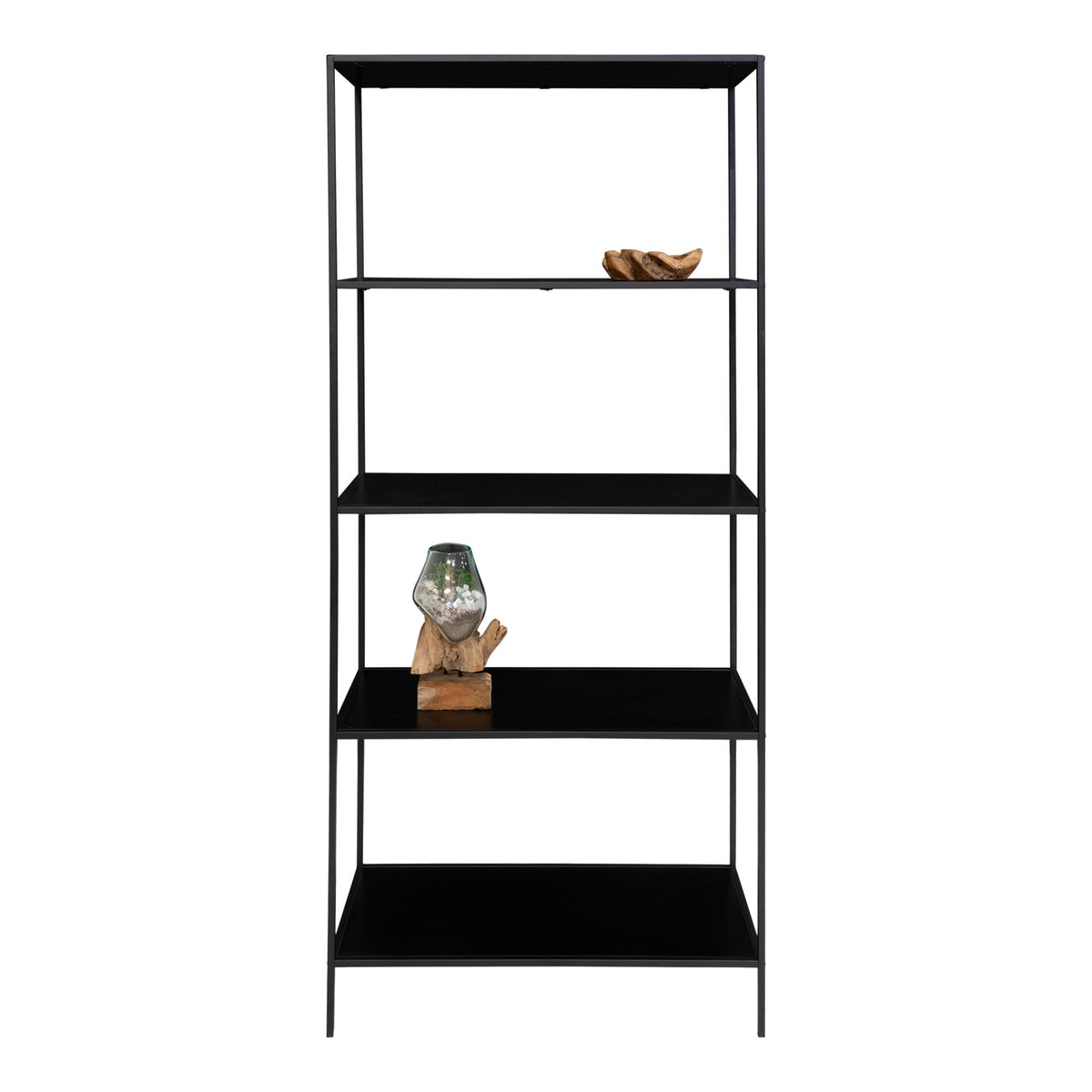 House Nordic, Vita Bokhylla Svart 5 Hyllplan 170 cm