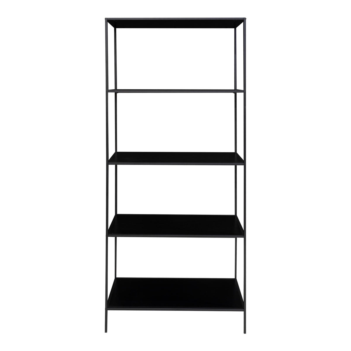 House Nordic, Vita Bokhylla Svart 5 Hyllplan 170 cm