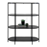 House Nordic, Vita Oval Bokhylla Svart 4 Hyllplan 111 cm