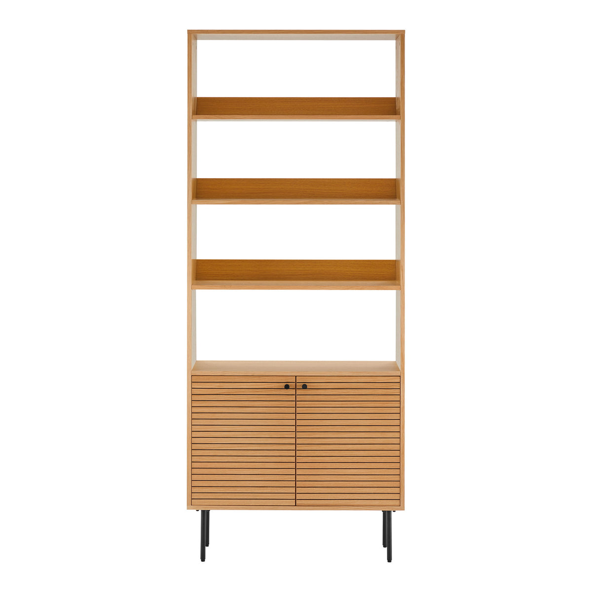 House Nordic, Kyoto Bokhylla Ekfaner Natur 2 Dörrar 4 Hyllplan 200 cm