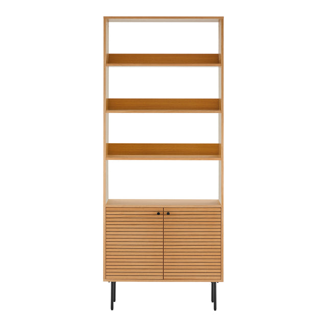 House Nordic, Kyoto Bokhylla Ekfaner Natur 2 Dörrar 4 Hyllplan 200 cm
