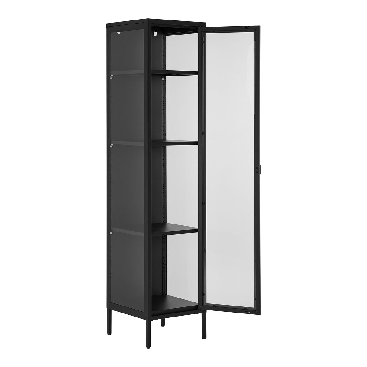 House Nordic, Brisbane Smalt Vitrinskåp Stål Svart 1 Glasdörr 180 cm