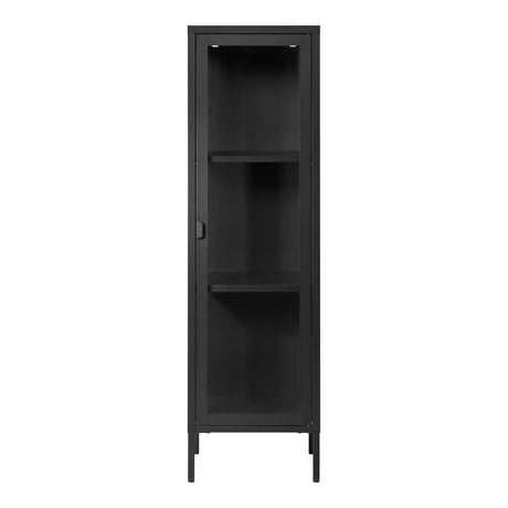 House Nordic, Brisbane Smalt Vitrinskåp Stål Svart 1 Glasdörr 140 cm
