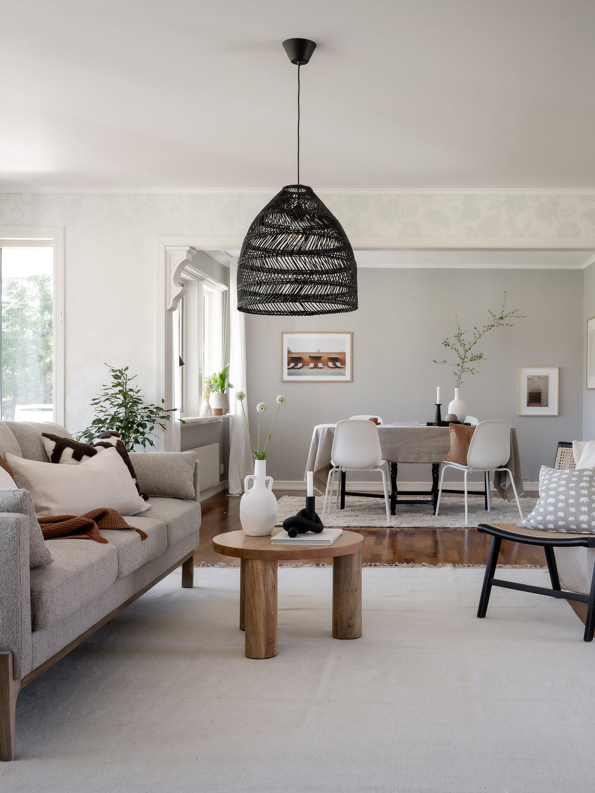 Maja Taklampa – Wicker svart 45 cm