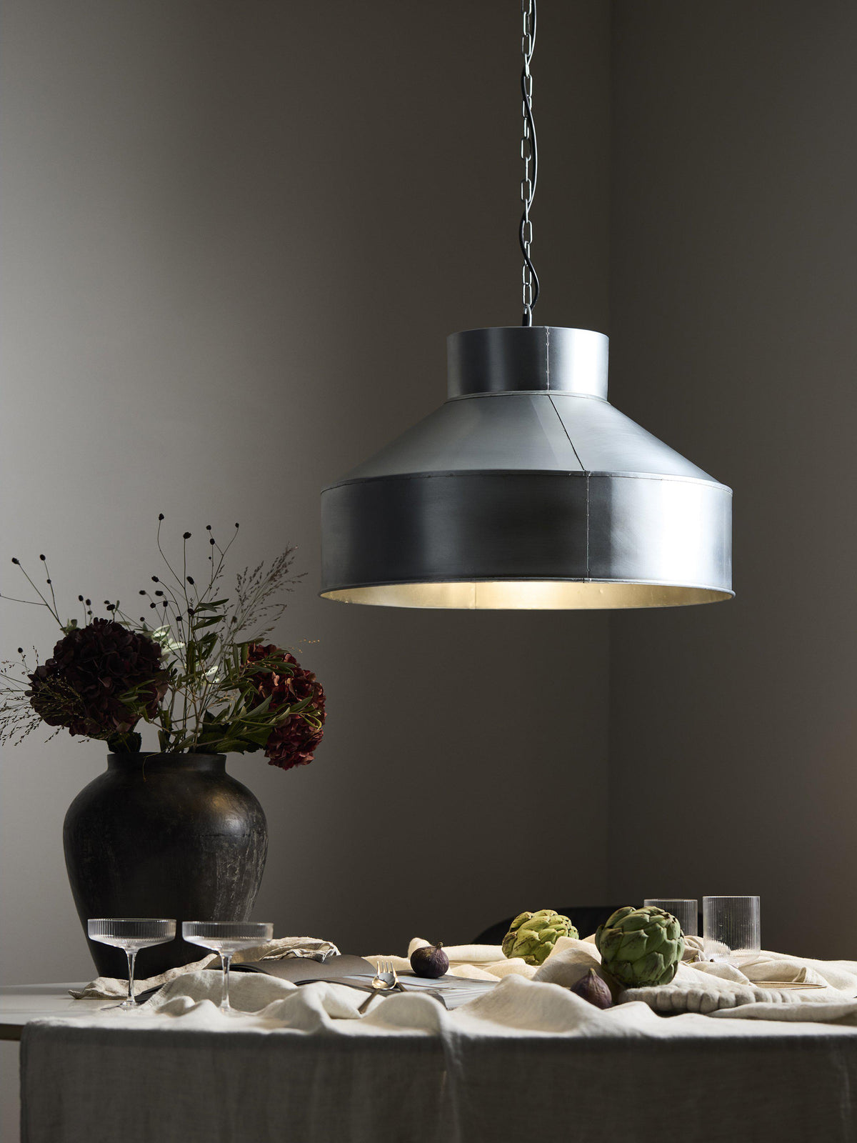 Hammersmith Taklampa – Antik silver 55 cm